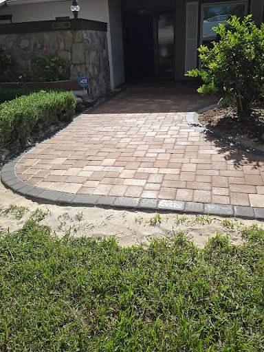 Tampa walkway pavers with landscape planting
